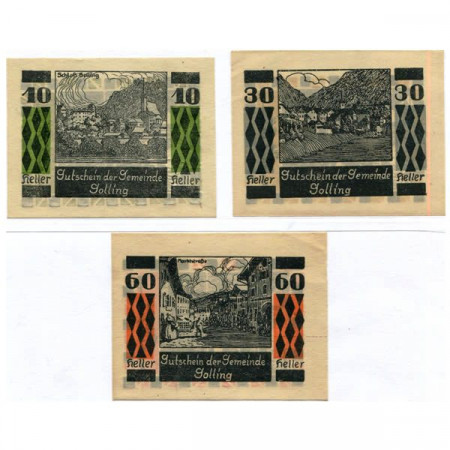 1920 * Lote 3 Notgeld Austria 10 . 30 . 60 Heller "Estado de Salzburgo - Golling" (A 5440)