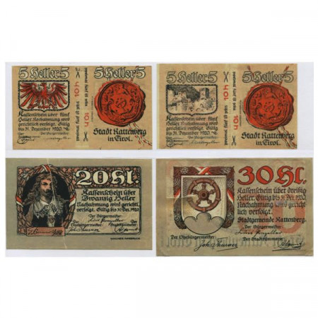 1920 * Lote 4 Notgeld Austria 5+5 . 20 . 30 Heller "Tirol -Rattenberg" (A 8720)