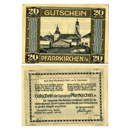 1920 * Notgeld Austria 20 Heller "Alta Austria - Pfarrkirchen im Mühlkreis" (KK 744)