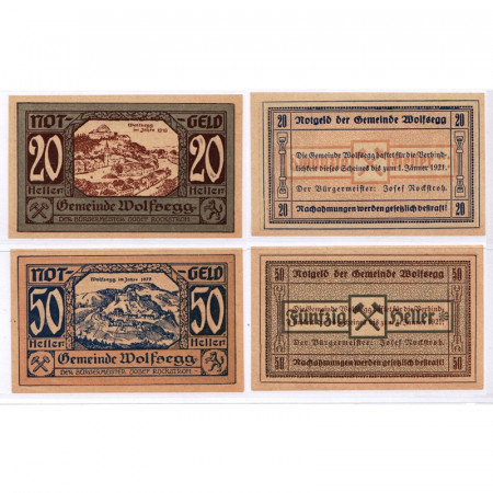 1921 * Lote 2 Notgeld Austria 20 . 50 Heller "Alta Austria - Wolfsegg" (FS 1250)