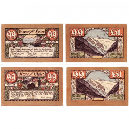 1920 * Lote 2 Notgeld Austria 99 Heller "Tirol - Innsbruck" (FS 412)