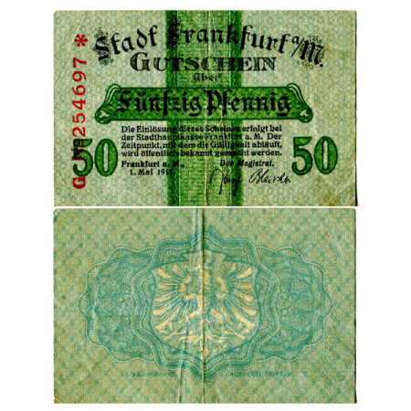 1917 * Notgeld Alemania 50 Pfennig "Hesse - Frankfurt Am Main" (F16.1)