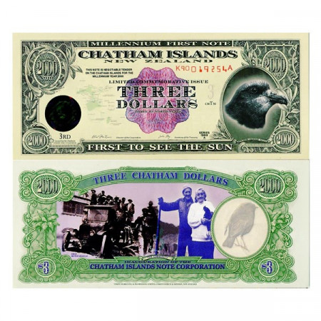 1999 A * Billete Polímero Nueva Zelanda 3 Dollars "Chatham Island" SC