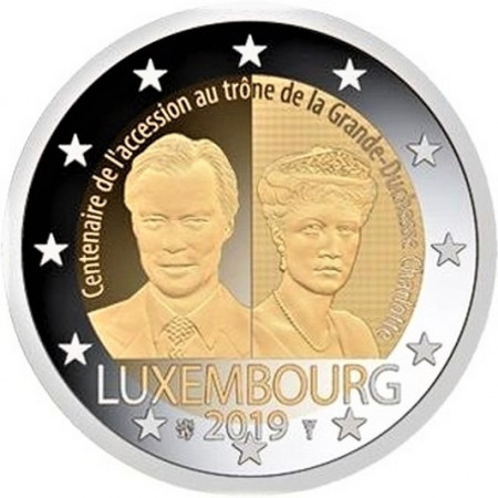 2019 * 2 Euro LUXEMBURGO "Centenario de la Gran Duquesa Carlota" UNC - Versión de Cartucho
