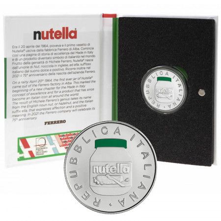 2021 * 5 Euro Plata ITALIA "Excelencia - NUTELLA® Gruppo Ferrero - VERDE" FDC