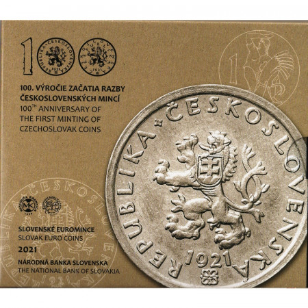 2021 * ESLOVAQUIA Cartera Oficial Euro "Centenario de las Monedas Checoslovacas" UNC