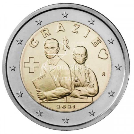 2021 * 2 Euro ITALIA "GRAZIE - Profesiones Sanitarias Contra COVID-19" UNC