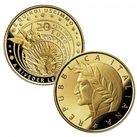 2021 * 20 Euro Oro ITALIA "700 Muerte de Dante Alighieri: Infierno" PROOF