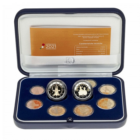 2021 * ITALIA Cartera Oficial EuroSet 10 Monedas "Roma Capital-Profesiones Sanitarias" PROOF