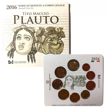 2016 * ITALIA Cartera Oficial EuroSet 9 Monedas "Muerte de Plauto" FDC