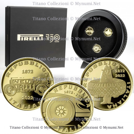 2022 * Tríptico Oro 20 Euro ITALIA "Pirelli - 150 Aniversario" PROOF