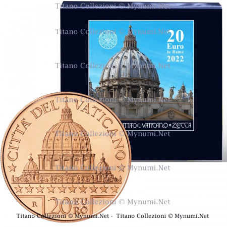 2022 * 20 Euro Cobre VATICANO "Arte y Fe: Basílica de San Pedro Externo" FDC – Caja