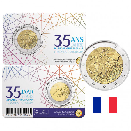 2022 * 2 Euro BELGICA "35 Aniversario del Programa Erasmus" Versión Francesa Coincard