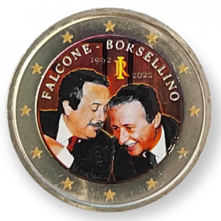 2022 * 2 Euro ITALIA "30 de la Muerte de G Falcone y P Borsellino" Colorido Tipo 2