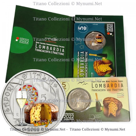 2022 * 5 Euro ITALIA "Comida Italiana - Lombardía, Franciacorta y Panettone" FDC