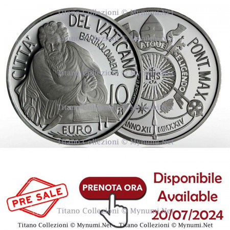 2024 * 10 Euro Plata VATICANO "Los Doce Apóstoles: San Bartolomé" PROOF