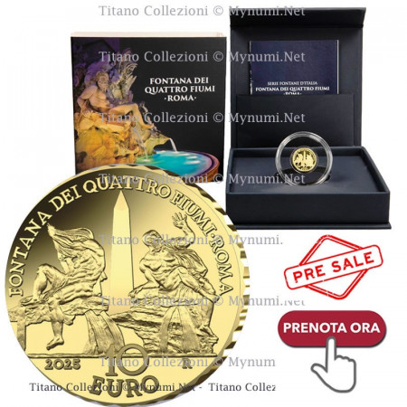 2025 * 10 Euro Oro ITALIA "Serie Fuentes de Italia - Fontana dei Quattro Fiumi, Roma" PROOF