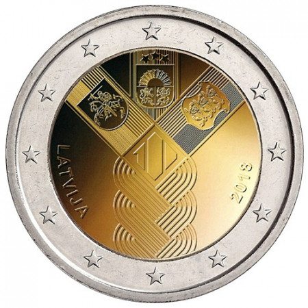 2018 * 2 Euro LETONIA "100° Estados Bálticos Independientes" UNC