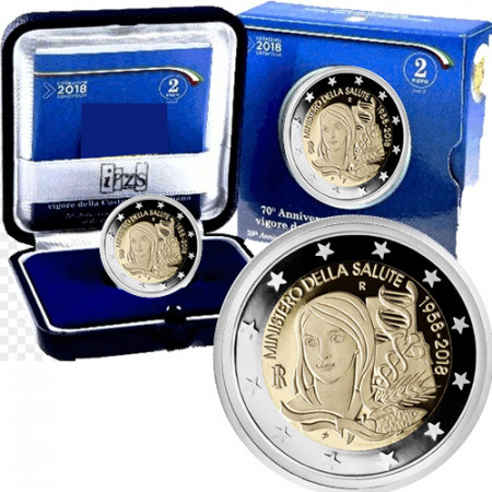 2018 * 2 Euro ITALIA "60º Ministerio de Salud" PROOF