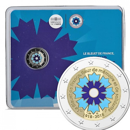 2018 * 2 Euro FRANCIA "Le Bleuet de France" Coincard Colorido 