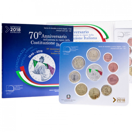 2018 * ITALIA Cartera Oficial EuroSet 10 Monedas "70º Constitución Italiana" FDC