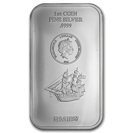 2015 * Lingote 1 Dólar Plata 1 OZ Islas Cook "Bounty - SMI" FDC