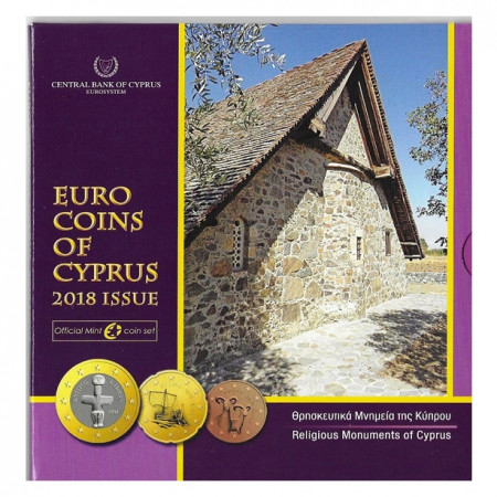 2018 * CHIPRE Cartera Oficial Euro "Monumentos Religiosos" FDC