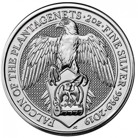 2019 * 5 Pounds Plata 2 OZ Gran Bretaña "Queen’s Beasts - Falcon" FDC