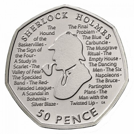 2019 * 50 Pence Gran Bretaña "Sir Arthur Conan Doyle - Sherlock Holmes" UNC