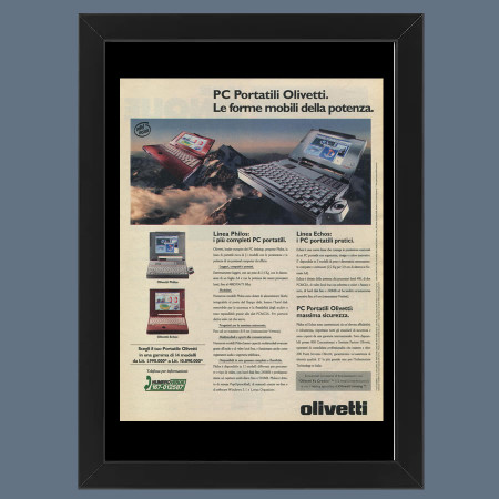 Anos 90 * Anuncio Original "Olivetti, PC Portatili, Le Forme Mobili Della Potenza" Cornisa