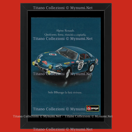 Anos 90 * Anuncio Original "Burago - LORENZO MARINI E ASSOCIATI, Alpine Renault A110 Rally Montecarlo 1971" Cornisa