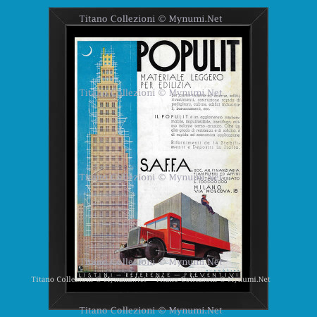 Anos 30 * Anuncio Original "Saffa - NICOULINE, Populit, Materiale Leggero per Edilizia" Cornisa