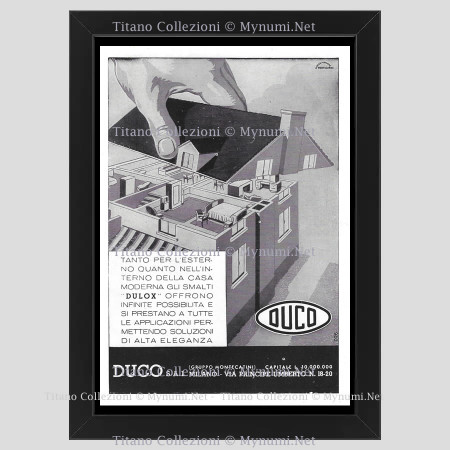 Anos 40 * Anuncio Original "Duco - SERVIZIO PUBBLICITA' MONTECATINI, Smalti Dulox" Cornisa