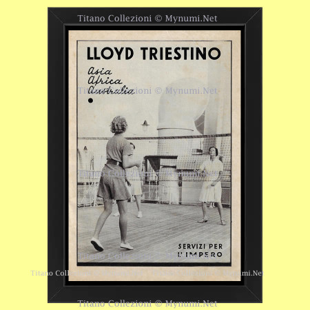 Anos 30 * Anuncio Original "Lloyd Triestino, Asia, Africa, Australia, Servizi per l'Impero, Pallavolo" Cornisa
