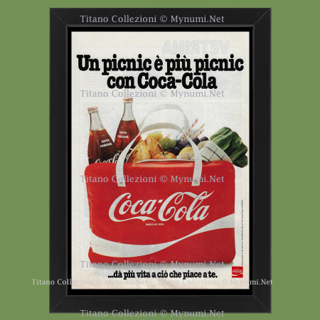 1980 * Publicidad Original 'Coca-Cola - Un Picnic es Más Picnic con Coca' enmarcada