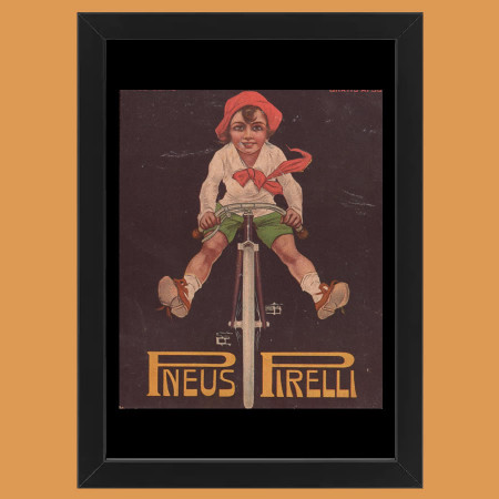 Anos 10 * Anuncio Original "Pirelli, Bimbo in Bici" Cornisa