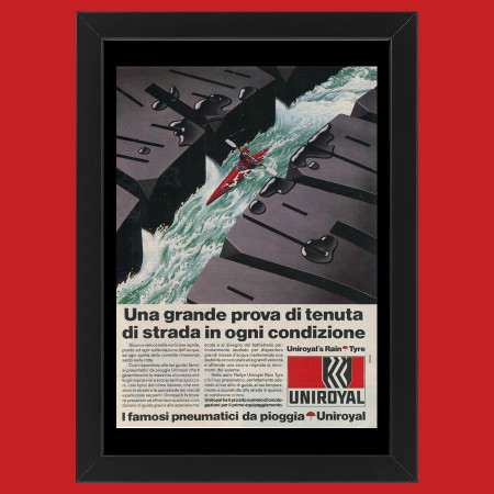 Anos 80 * Anuncio Original "Uniroyal, Pioggia, Kayak" Cornisa