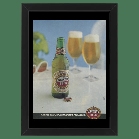 Anos 80 * Anuncio Original "Amstel Beer, Straniera per Amica" Cornisa