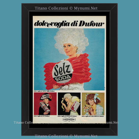Anos 60 * Anuncio Original "Dufour, Dolce Voglia di Dofour, Selz Soda" Cornisa