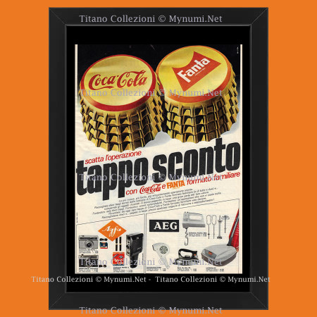 Anos 60 * Anuncio Original "Coca-Cola e Fanta, Scatta l'Operazione Tappo Sconto" Cornisa