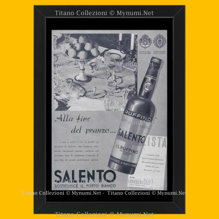 Anos 30 * Anuncio Original "Salento, Alla Fine del Pranzo... Sostituisce il Porto Bianco" Cornisa