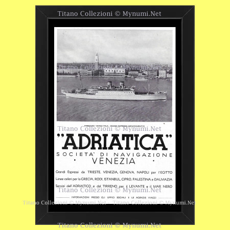 Anos 30 * Anuncio Original "Società di Navigazione Adriatica, Venezia" Cornisa