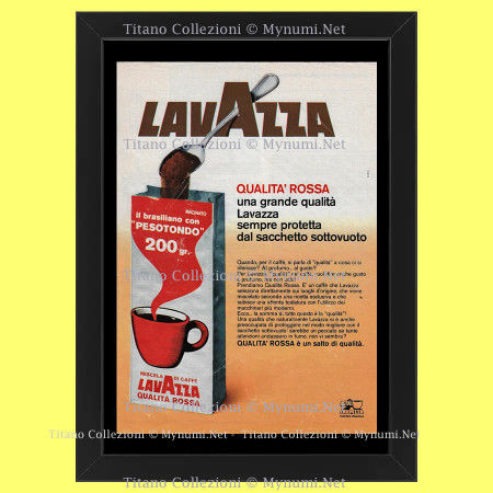 Anos 70 * Anuncio Original "Lavazza - TESTA, Qualità Rossa, Sacchetto Sottovuoto" Cornisa