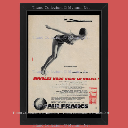 1961 * Publicidad Original "Air France - Vuela Hacia el Sol" en Marco