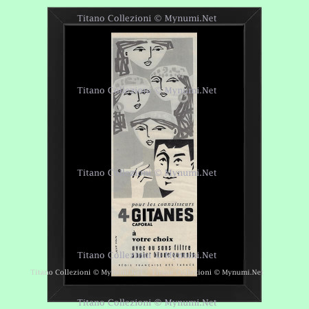 1959 * Publicidad Original 'Jean COLIN - Para Conocedores 4 Gitanes Caporal' enmarcada