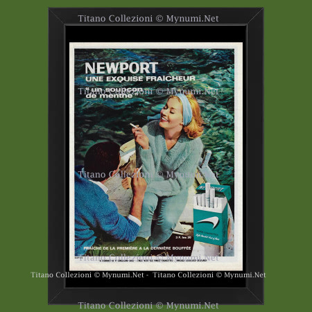 1964 * Publicidad Original 'Newport - Una Exquisita Frescura "Un Toque de Menta"' enmarcada