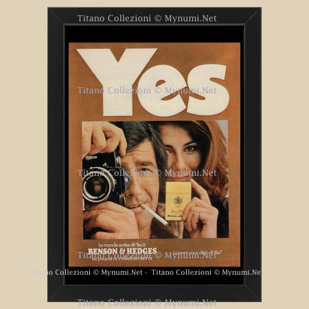 1971 * Publicidad Original 'Benson & Hedges - Yes - ¿Le Has Dicho Alguna Vez Yes?' enmarcada