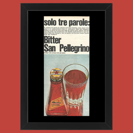 Anos 70 * Anuncio Original "Bitter San Pellegrino, Solo Tre Parole" Cornisa