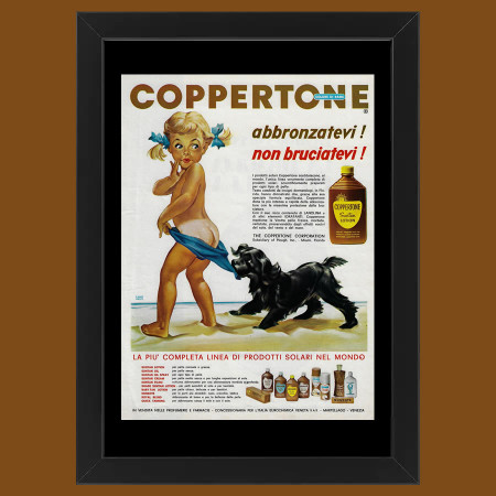 Anos 60 * Anuncio Original "Coppertone, Abbronzatevi Non Bruciatevi!" Cornisa