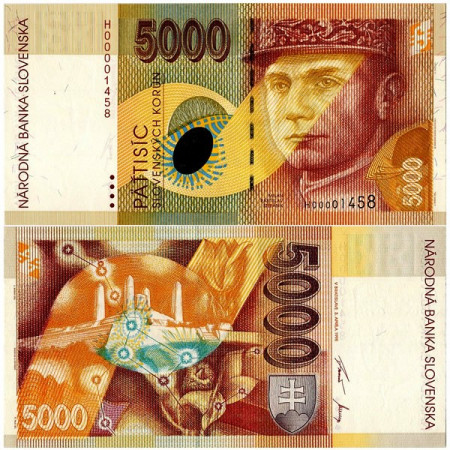 1995 * Billete Eslovaquia 5000 Korun "Milan R Stefánik" (p29a) SC